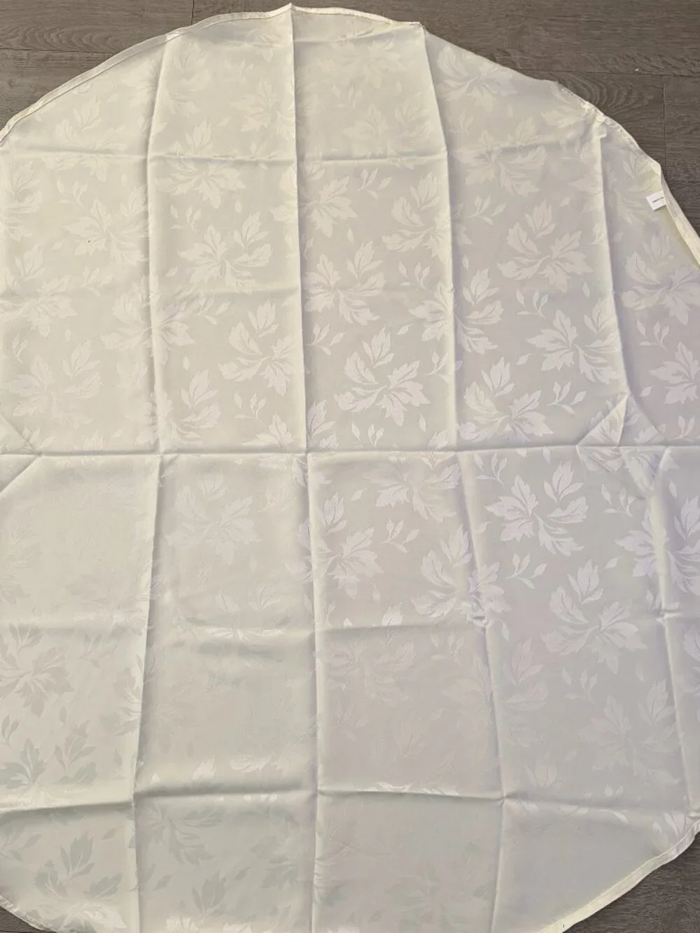 60” Round Ivory Floral Jacquard Tablecloth Elegant Formal Dining